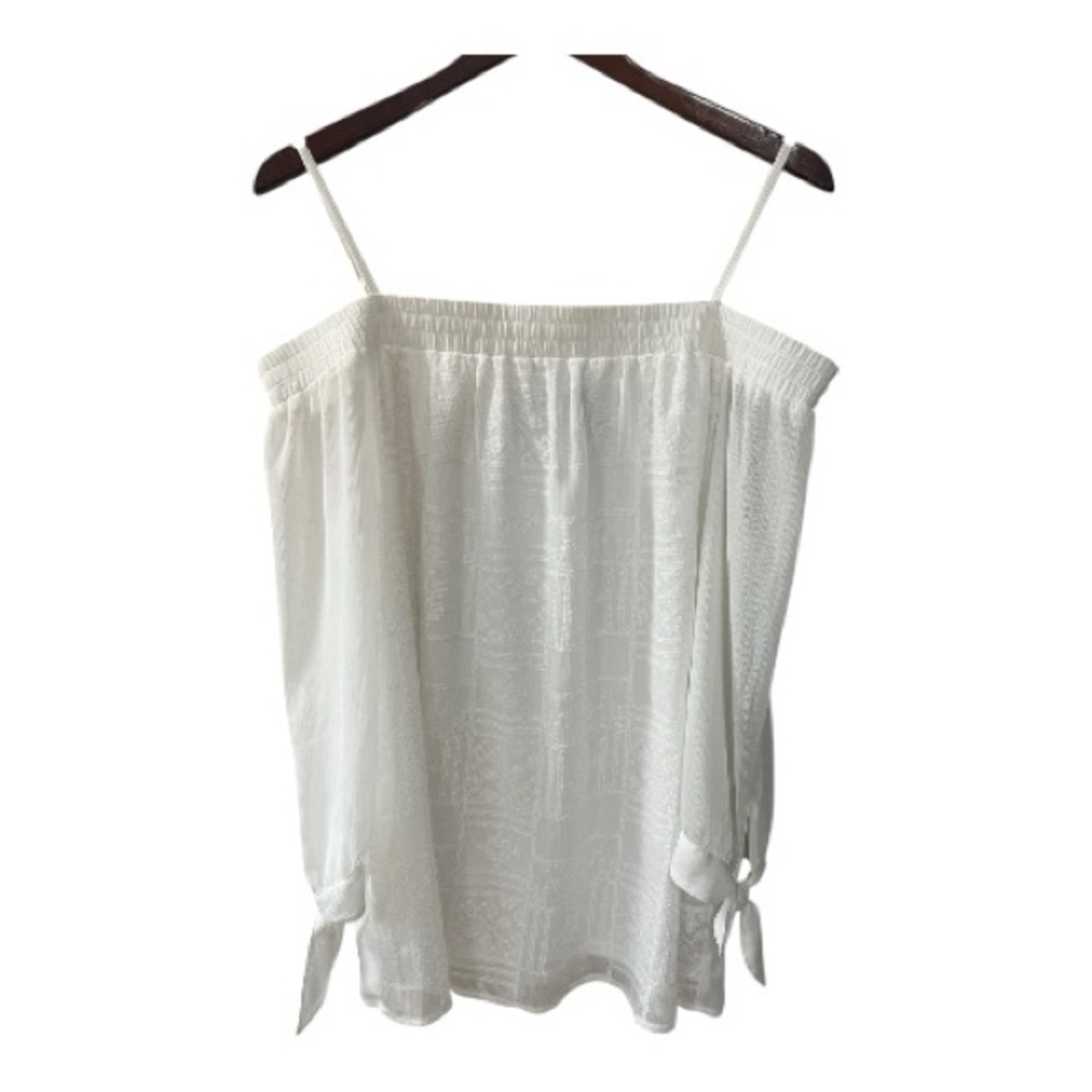 AGB Off The Shoulder Spaghetti Strap White Sheer Lined Blouse Size XL NWOT